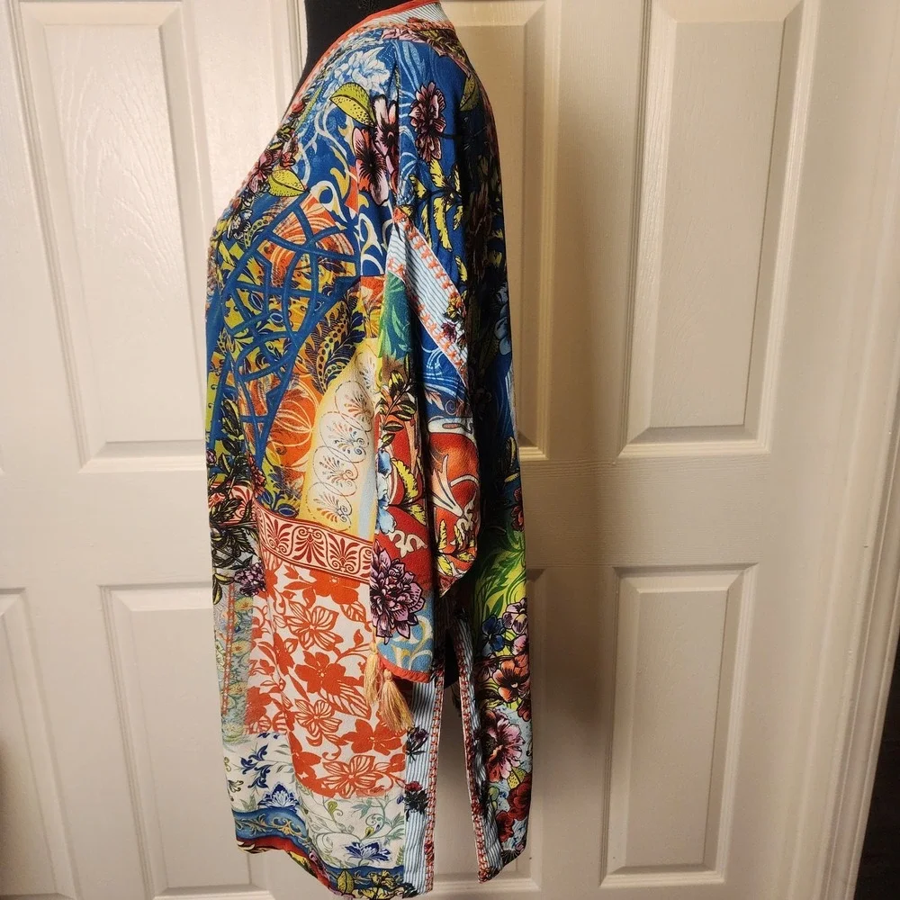 John Mark M Womens Boho Floral Embroidered Kimono Tunic Tassel Festival Concert - Picture 3 of 16